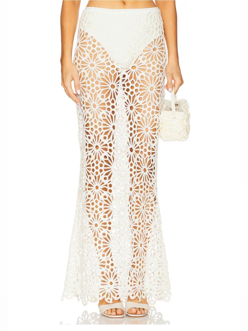 Norma Kamali Obie Long Skirt in Cream